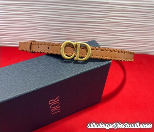 Most Popular Dior Saddle Belt 2cm with CD Buckle and Leather Topstitching in Smooth Calfskin 8159 Brown/Gold 2025