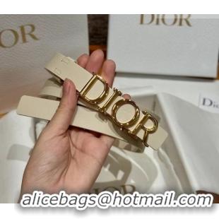 Promotional Dior Smooth Calfskin Belt 2cm with DIOR Buckle 0617 White/Gold 2025