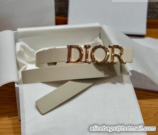 Promotional Dior Smooth Calfskin Belt 2cm with DIOR Buckle 0617 White/Gold 2025