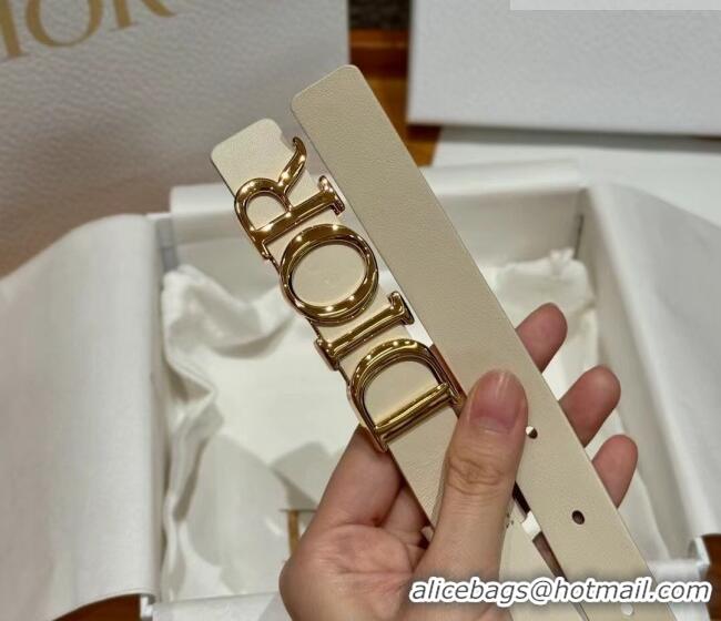 Promotional Dior Smooth Calfskin Belt 2cm with DIOR Buckle 0617 White/Gold 2025