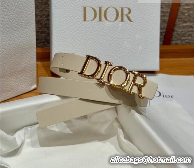 Promotional Dior Smooth Calfskin Belt 2cm with DIOR Buckle 0617 White/Gold 2025
