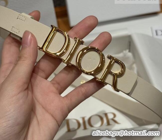 Promotional Dior Smooth Calfskin Belt 2cm with DIOR Buckle 0617 White/Gold 2025