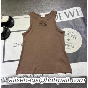 Unique Grade Celine Triomphe Tank Top CE59981 Glossy Brown
