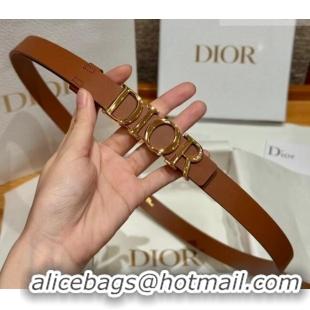 Discount Design Dior Smooth Calfskin Belt 2cm with DIOR Buckle 0617 Brown/Gold 2025
