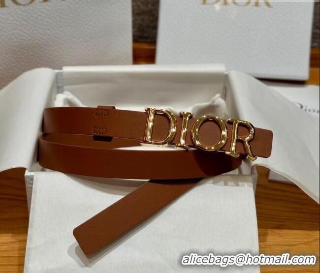 Discount Design Dior Smooth Calfskin Belt 2cm with DIOR Buckle 0617 Brown/Gold 2025