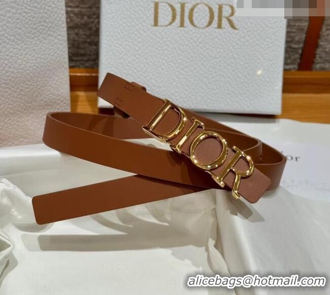 Discount Design Dior Smooth Calfskin Belt 2cm with DIOR Buckle 0617 Brown/Gold 2025