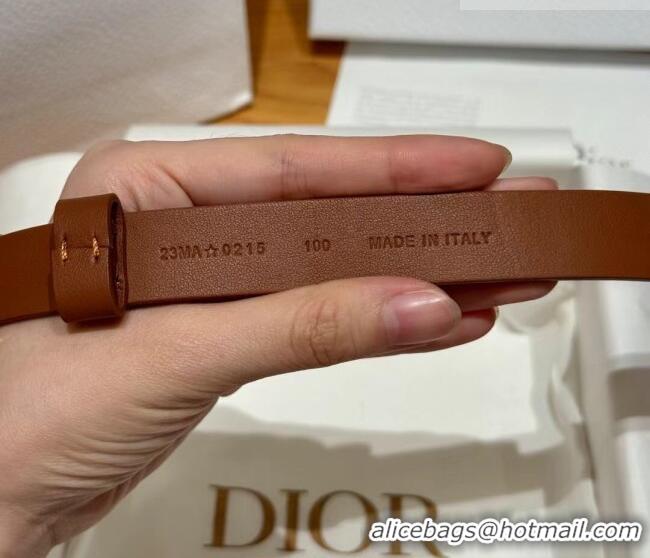 Discount Design Dior Smooth Calfskin Belt 2cm with DIOR Buckle 0617 Brown/Gold 2025