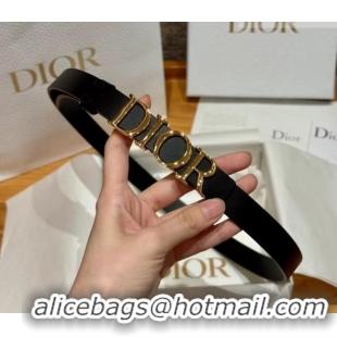Promotional Dior Smooth Calfskin Belt 2cm with DIOR Buckle 0617 Black/Gold 2025