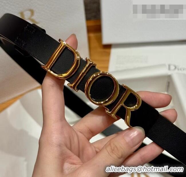 Promotional Dior Smooth Calfskin Belt 2cm with DIOR Buckle 0617 Black/Gold 2025