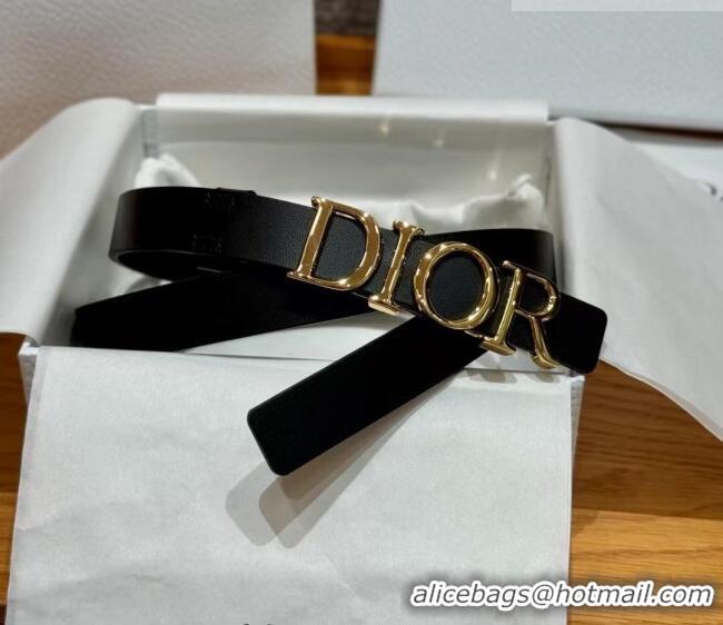 Promotional Dior Smooth Calfskin Belt 2cm with DIOR Buckle 0617 Black/Gold 2025