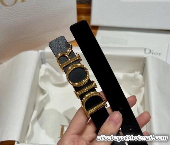 Promotional Dior Smooth Calfskin Belt 2cm with DIOR Buckle 0617 Black/Gold 2025