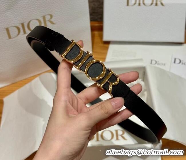 Promotional Dior Smooth Calfskin Belt 2cm with DIOR Buckle 0617 Black/Gold 2025