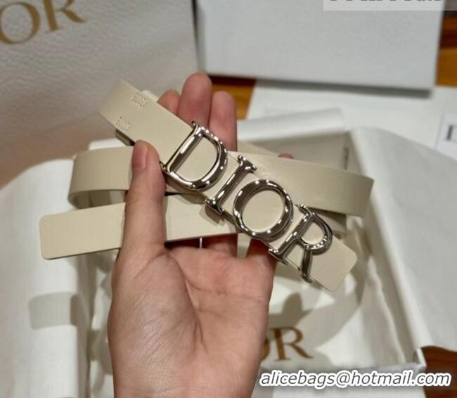Trendy Design Dior Smooth Calfskin Belt 2cm with DIOR Buckle 0617 White/Silver 2025