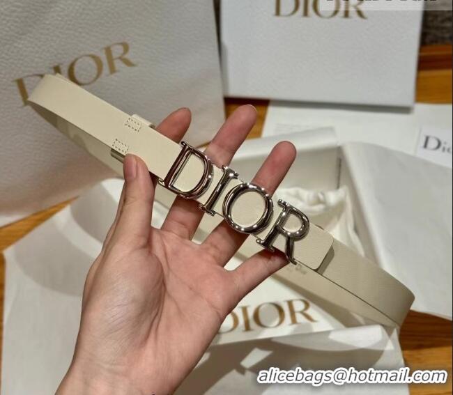 Trendy Design Dior Smooth Calfskin Belt 2cm with DIOR Buckle 0617 White/Silver 2025