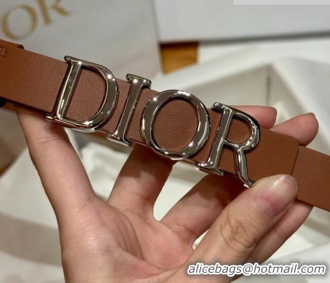 Low Cost Dior Smooth Calfskin Belt 2cm with DIOR Buckle 0617 Brown/Silver 2025