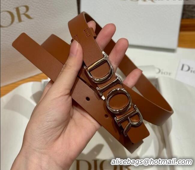 Low Cost Dior Smooth Calfskin Belt 2cm with DIOR Buckle 0617 Brown/Silver 2025