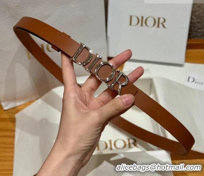 Low Cost Dior Smooth Calfskin Belt 2cm with DIOR Buckle 0617 Brown/Silver 2025