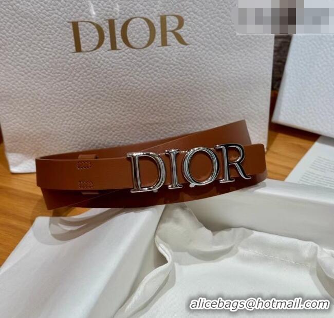 Low Cost Dior Smooth Calfskin Belt 2cm with DIOR Buckle 0617 Brown/Silver 2025