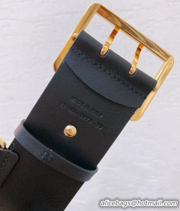 Top Quality Dior Calfskin Belt 5cm D71122 Black/Gold 2025