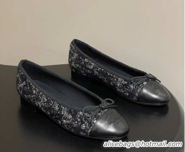 Popular Style Chanel Camellia Tweed & Lambskin Leather Ballet Flats with Bow G02819 Black 2026