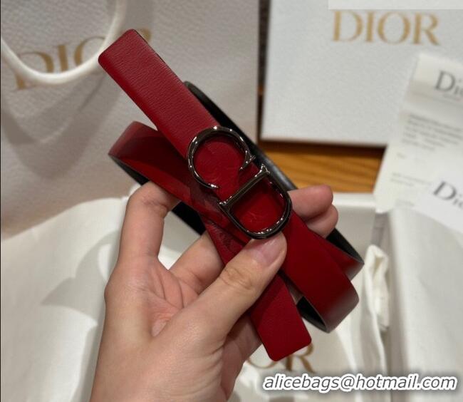 Top Grade Dior CD Buckle Reversible Belt 2cm in Smooth Leather DR2012025 Red 2025