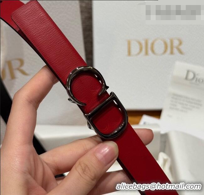 Top Grade Dior CD Buckle Reversible Belt 2cm in Smooth Leather DR2012025 Red 2025