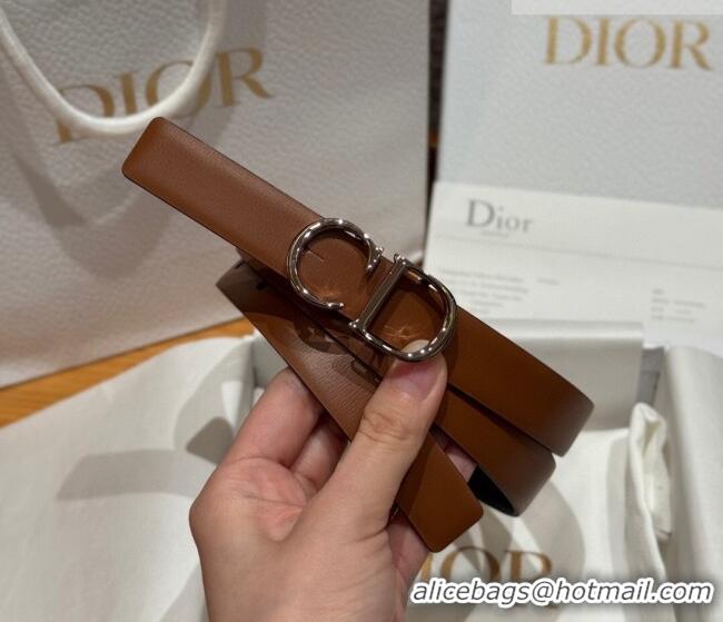 Trendy Design Dior CD Buckle Reversible Belt 2cm in Smooth Leather DR2012025 Brown 2025