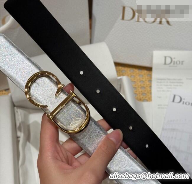 Inexpensive Dior CD Buckle Reversible Belt 3.5cm in Smooth Leather DR2013025 Silver 2025