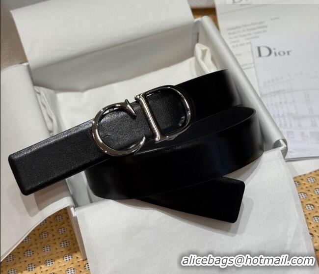 Luxury Discount Dior CD Buckle Reversible Belt 3.5cm in Smooth Leather DR2013025 Black 2025