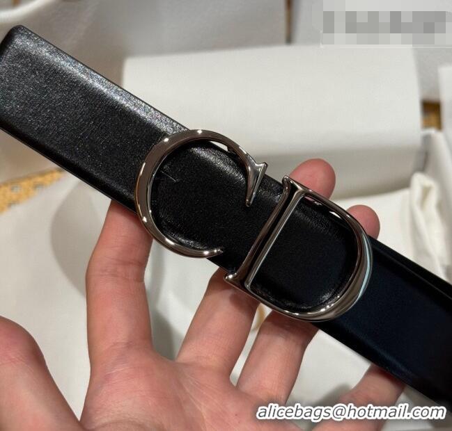 Luxury Discount Dior CD Buckle Reversible Belt 3.5cm in Smooth Leather DR2013025 Black 2025