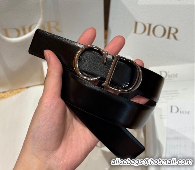 Luxury Discount Dior CD Buckle Reversible Belt 3.5cm in Smooth Leather DR2013025 Black 2025