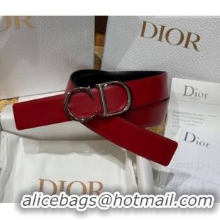 Traditional Specials Dior CD Buckle Reversible Belt 3.5cm in Smooth Leather DR2013025 Red 2025