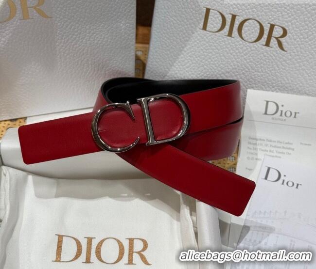 Traditional Specials Dior CD Buckle Reversible Belt 3.5cm in Smooth Leather DR2013025 Red 2025