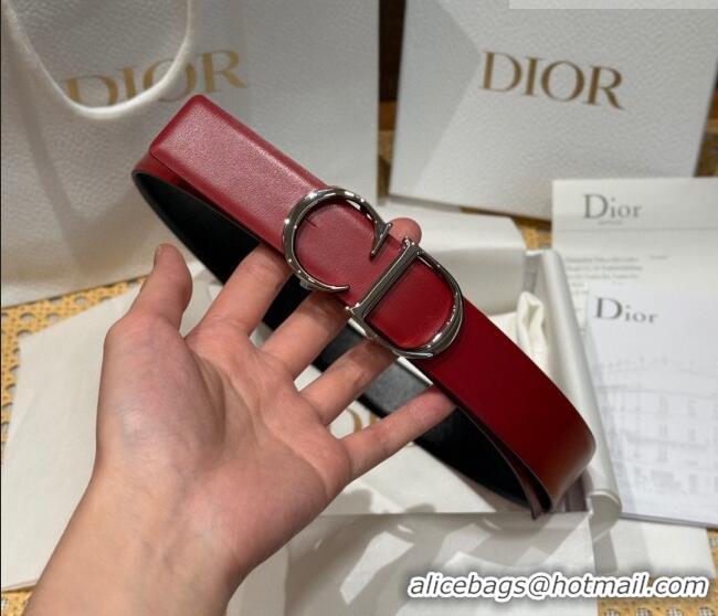 Traditional Specials Dior CD Buckle Reversible Belt 3.5cm in Smooth Leather DR2013025 Red 2025