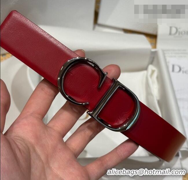 Traditional Specials Dior CD Buckle Reversible Belt 3.5cm in Smooth Leather DR2013025 Red 2025
