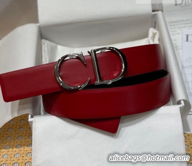 Traditional Specials Dior CD Buckle Reversible Belt 3.5cm in Smooth Leather DR2013025 Red 2025