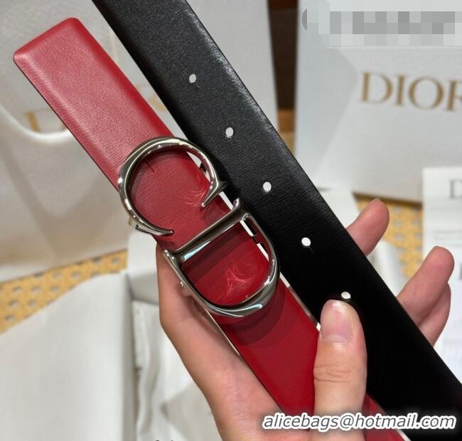 Traditional Specials Dior CD Buckle Reversible Belt 3.5cm in Smooth Leather DR2013025 Red 2025