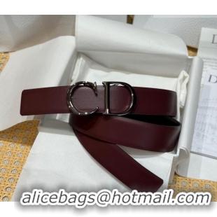 Top Quality Dior CD Buckle Reversible Belt 3.5cm in Smooth Leather DR2013025 Dark Burgundy 2025