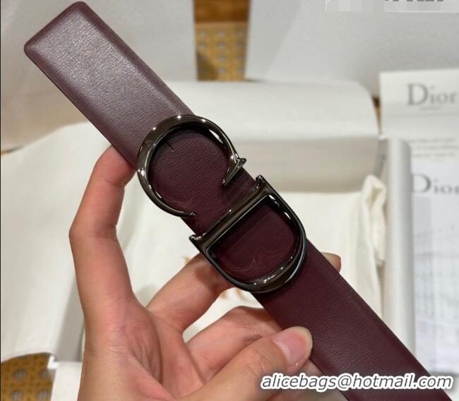 Top Quality Dior CD Buckle Reversible Belt 3.5cm in Smooth Leather DR2013025 Dark Burgundy 2025