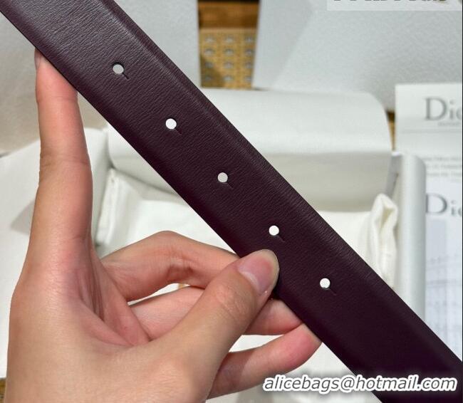 Top Quality Dior CD Buckle Reversible Belt 3.5cm in Smooth Leather DR2013025 Dark Burgundy 2025