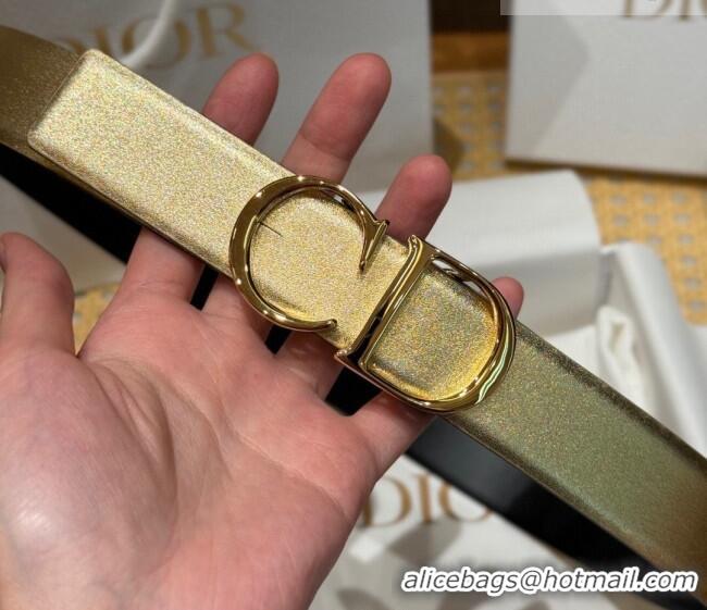 Good Product Dior CD Buckle Reversible Belt 3.5cm in Smooth Leather DR2013025 Yellow Gold 2025