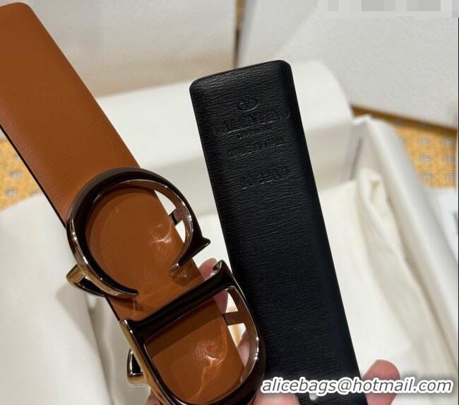 Luxury Cheap Dior CD Buckle Reversible Belt 3.5cm in Smooth Leather DR2013025 Brown 2025