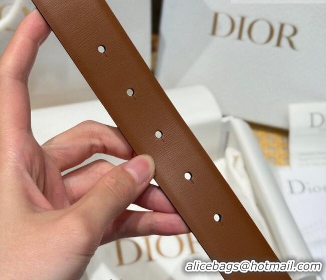 Luxury Cheap Dior CD Buckle Reversible Belt 3.5cm in Smooth Leather DR2013025 Brown 2025