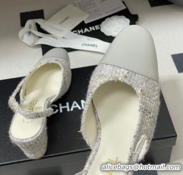 Good Looking Chanel Tweed &Grosgrain Slingbacks Pump 6.5cm G31318 Grey 2026