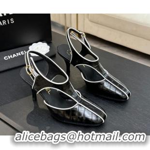 Trendy Design Chanel Crocodile Embossed Patent Calfskin Leather Slingbacks Pump G47184 Black 2026