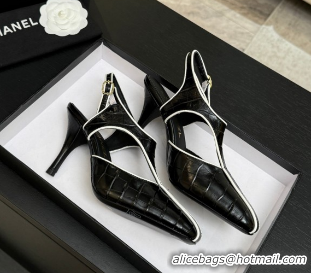 Trendy Design Chanel Crocodile Embossed Patent Calfskin Leather Slingbacks Pump G47184 Black 2026