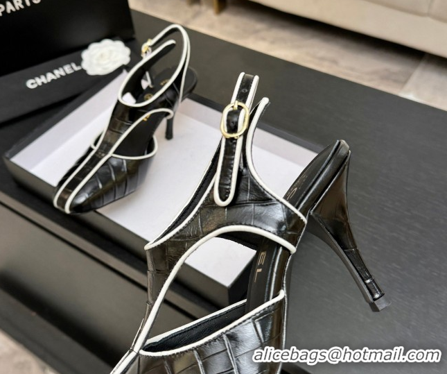 Trendy Design Chanel Crocodile Embossed Patent Calfskin Leather Slingbacks Pump G47184 Black 2026
