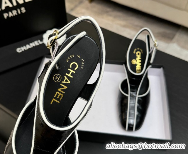 Trendy Design Chanel Crocodile Embossed Patent Calfskin Leather Slingbacks Pump G47184 Black 2026