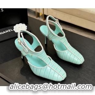 Luxury Chanel Crocodile Embossed Patent Calfskin Leather Slingbacks Pump G47184 Green 2026
