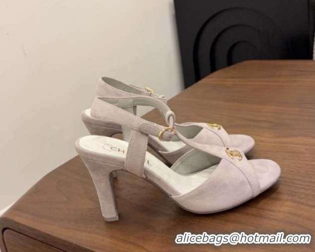 Sophisticated Chanel Suede Heel Sandals with T Strap G47030 Grey 2026